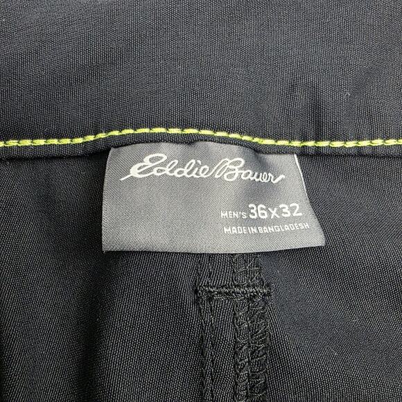 Eddie Bauer Pants Mens 36x32 Black Straight Fit Nylon Spandex Zip Pocket Outdoor - Picture 2 of 16